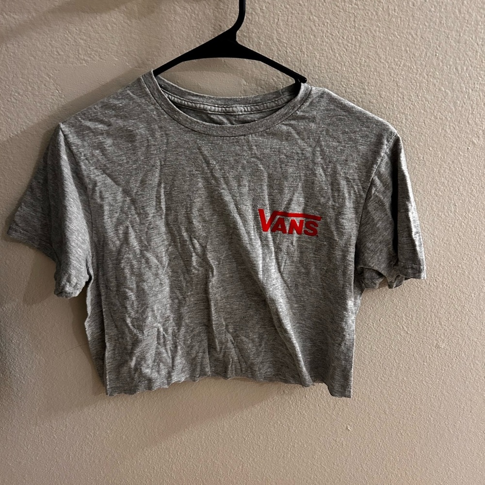 Vans Heather Gray Crop Top with Red Logo